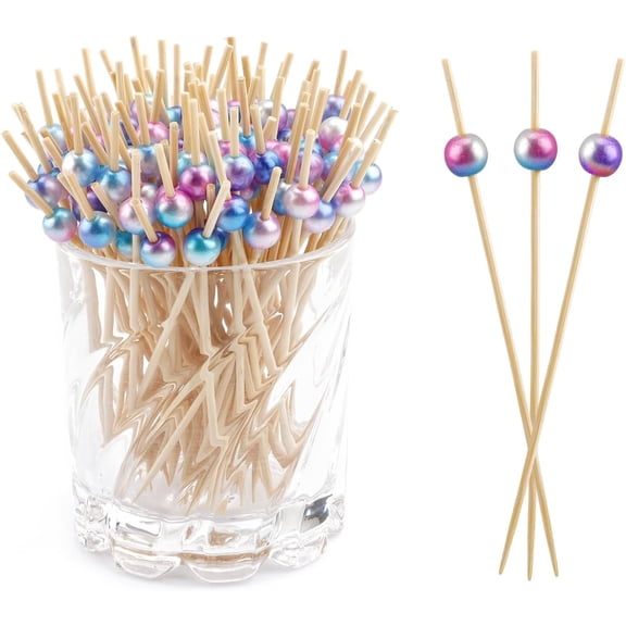 100PCS Cocktail Picks Toothpicks for Appetizers Charcuterie Accessories Cocktail Picks for Drinks Bamboo Toothpicks Cocktail Toothpicks Green Leaf Toothpicks for Food Fruit Long Toothpicks 4.7Inch