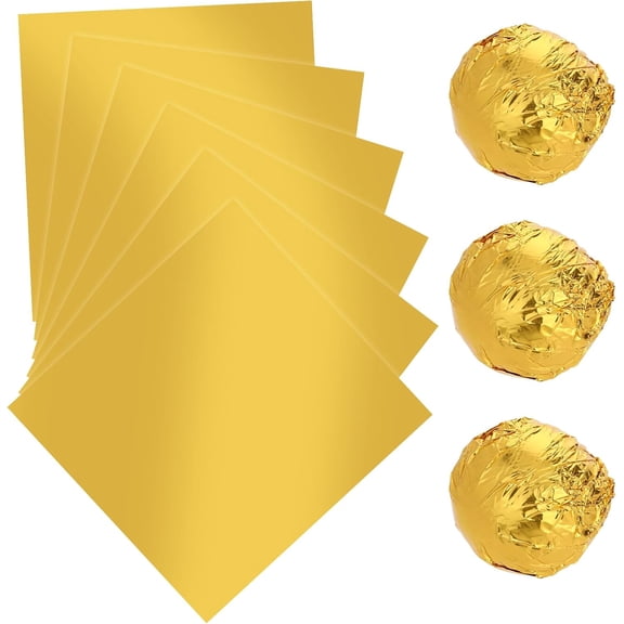 100PCS Colored Candy Foil Wrappers 6x6" Aluminium Foil Paper for Party/Wedding/Birthday/Christmas DIY Candies and Chocolate Packaging (Gold)