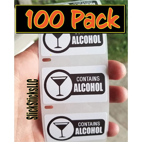 100PCS Contains Alcohol Stickers Bulk Warning Labels Stickers Sticker Label