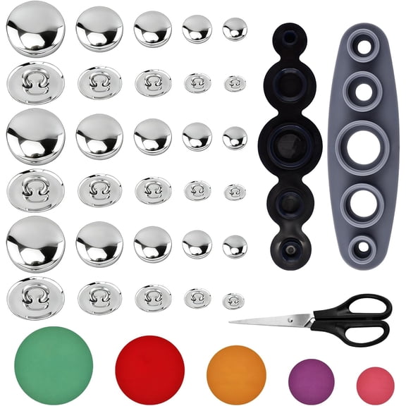100PCS Cover Button Kit with Tools, DIY Fabric Covered Buttons Set, 5 Sizes, Fabric Template, Tools for DIY Covered Buttons, Clothes, Hats, Sweaters, Backpacks and Crafts