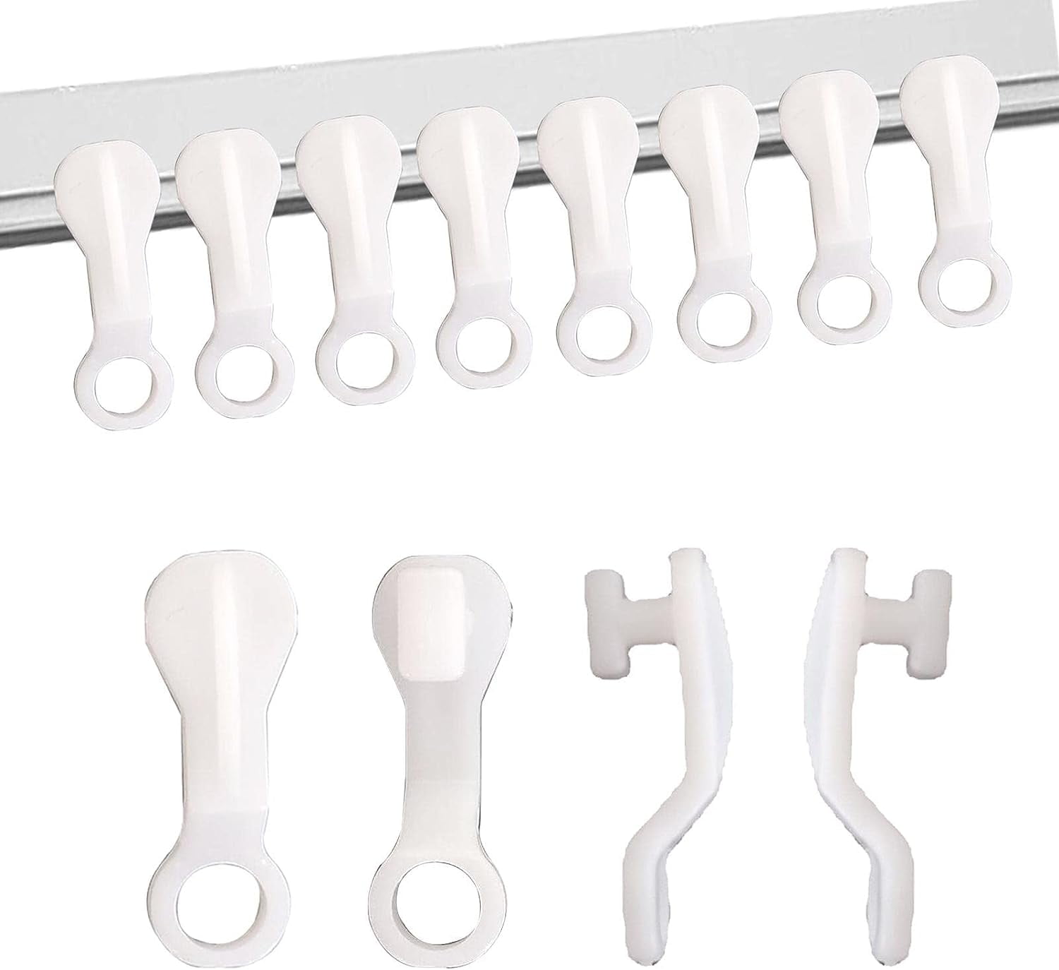 100PCS Curtain Hooks,Curtain White Hooks,Light Plastic Curtain Hook,Easy to Install Door Curtain