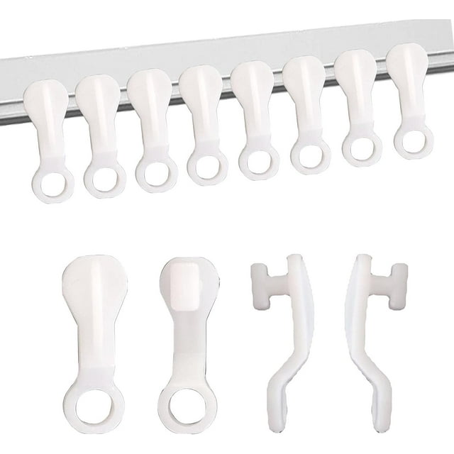 100PCS Curtain Hooks,Curtain White Hooks,Light Plastic Curtain Hook
