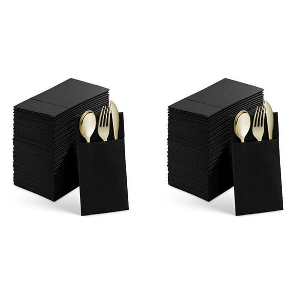 100PCS Disposable Dinner Napkins with Built-in Flatware Pocket,Prefolded Cloth Like Paper Napkins for Wedding Party