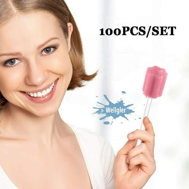 100PCS Disposable Mouth Swabs Sponge Elderly Tooth Cleaning Sponges Unflavored & Sterile Oral Swabs Dental Swabsticks for Mouth Cleaning