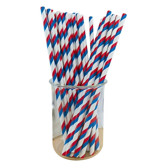 100PCS Disposable Paper Straws,Colorful Paper Straws Be Used For Drinking/Decoration at Birthday/Anniversary/Wedding/Holiday/Celebrations/Party (Striped Star Graphic)