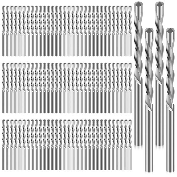 100PCS Drywall Bits, 1/8 Inch Spiral Saw Tip Bit Set, Guide Point Cutting Router Bits for Drywall Wood Woodworking Use A