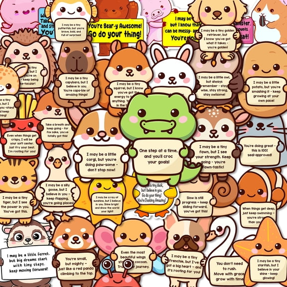 100PCS Emotional Support Animal Stickers  Affirmation Sticker Pack for Adults or Kids Cute Inspirational Buddies for Water Bottles, Laptops, Phones, Positive Quote Vinyl Waterproof