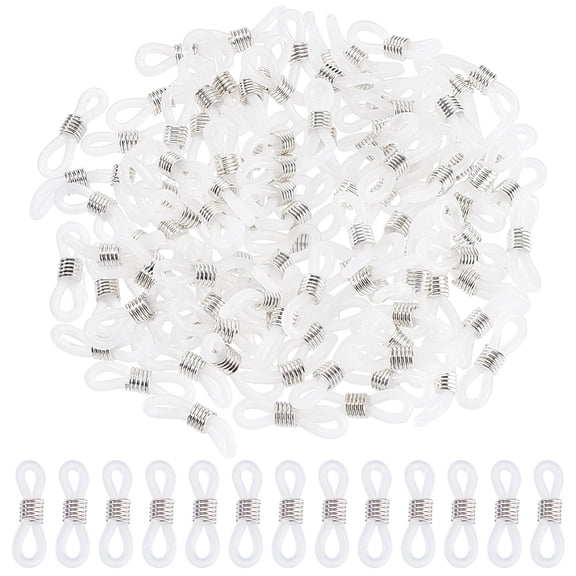 100PCS Eyeglasses Chain Ends Adjustable Silicone Spring Rubber Connector Eyeglass Strap Retainer Chain Holder Loops Retainer Ear Accessories
