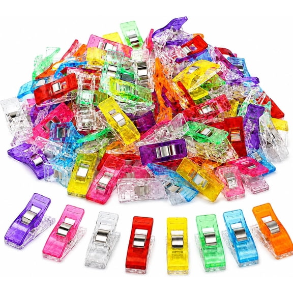 100PCS Fabric Sewing Clips, Colorful Quilting Clips with Metal Spring, Plastic Binding Clips for Sewing, Crafting, DIY Projects and Handmade Supplies