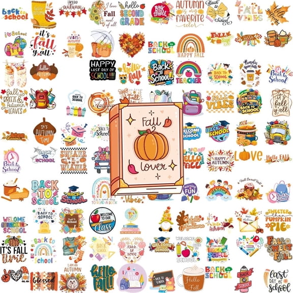 100PCS Fall Back to School Inspirational Stickers Waterproof Reusable