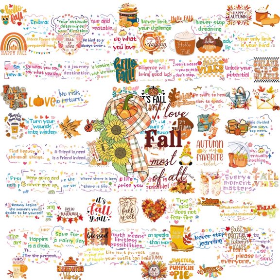 100PCS Fall Inspirational Quote Stickers Reusable Motivational No Duplicate