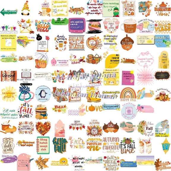 100PCS Fall Inspirational Quote Stickers Waterproof Reusable No Repeat Motivational Decals for Journal Laptop