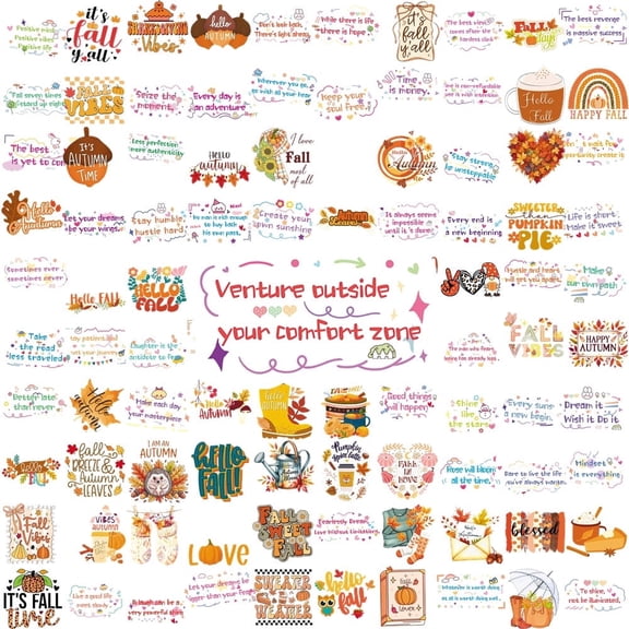 100PCS Fall Inspirational Quote Stickers Waterproof Reusable No Repeat