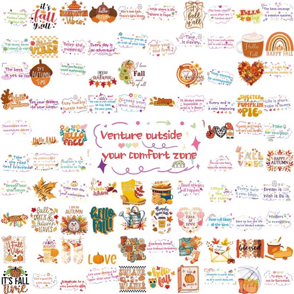 100PCS Fall Inspirational Quote Stickers Waterproof Reusable No Repeat