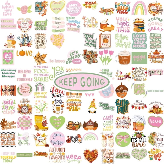 100PCS Fall Self Love Motivational Stickers Unique Waterproof Inspirational