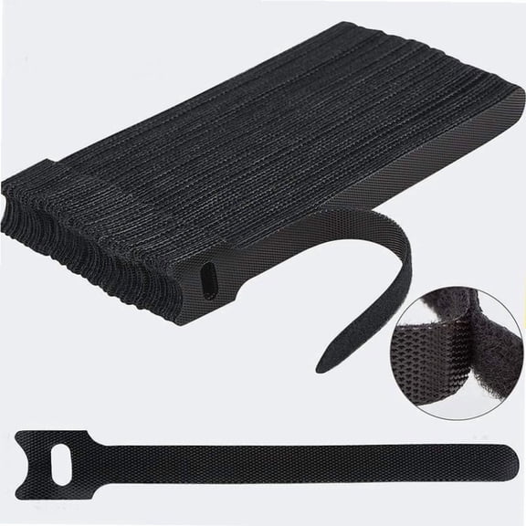 100PCS Fastening Cable Ties Reusable, Premium 6-Inch Adjustable Cord Ties, Microfiber Cloth Cable Management Straps Hook Loop Cord Organizer Wire Ties