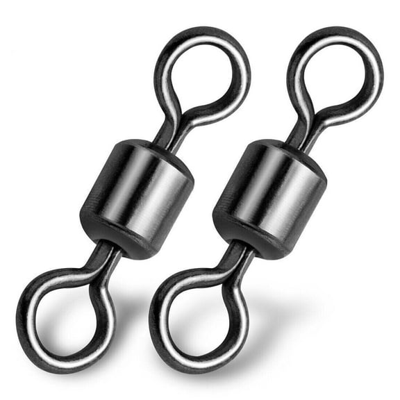 100PCS Fishing Barrel Swivels 9LB~1320LB Stainless Steel Rolling Solid Ring