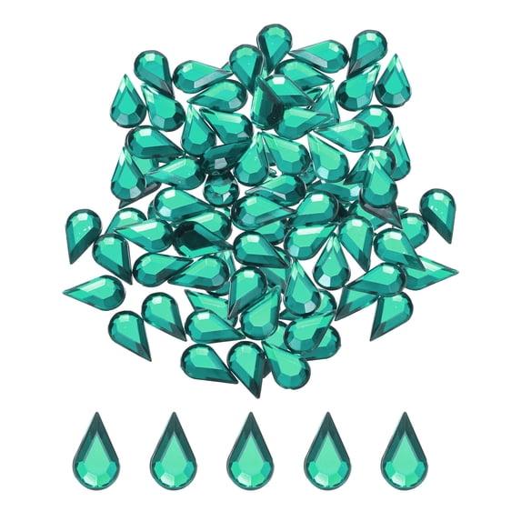 Uxcell 100Pcs Flat Back Acrylic Teardrop Gems 6x10mm Artificial Rhinestones for DIY Crafts Lake Blue