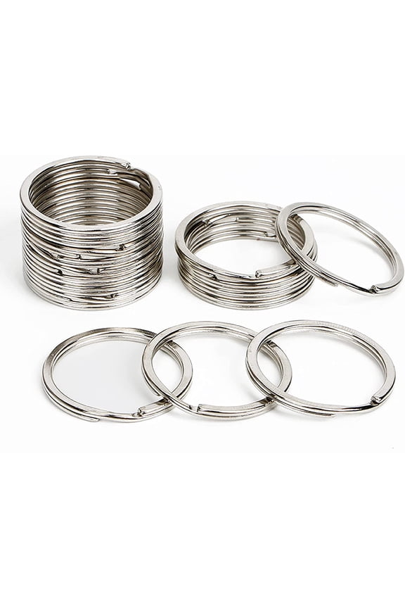 100PCS Flat Key Rings,1 Inch Metal Key Split Chain Ring,Silver Key Ring for Crafts Jewelry Making