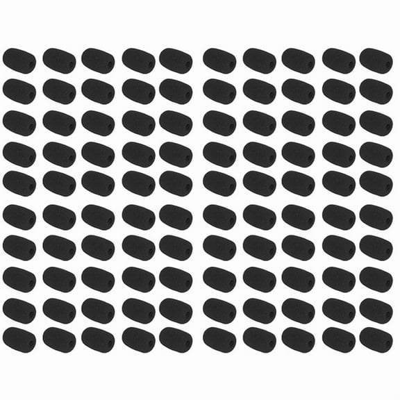 100PCS Foam Microphone Windscreen,Mini Size Lapel Headset Mic Foam Covers for Headset Microphone 27x17x6mm,100 * microphone covers,Black