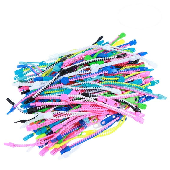 100PCS Friendship Fidget Zipper Bracelets Sensory Toys Bulk Set Neon Colors, Kit for Birthday, Party Favors for Kids Goodie Bags Easter Egg Basket Stuffers Pinata Filler Small Prizes