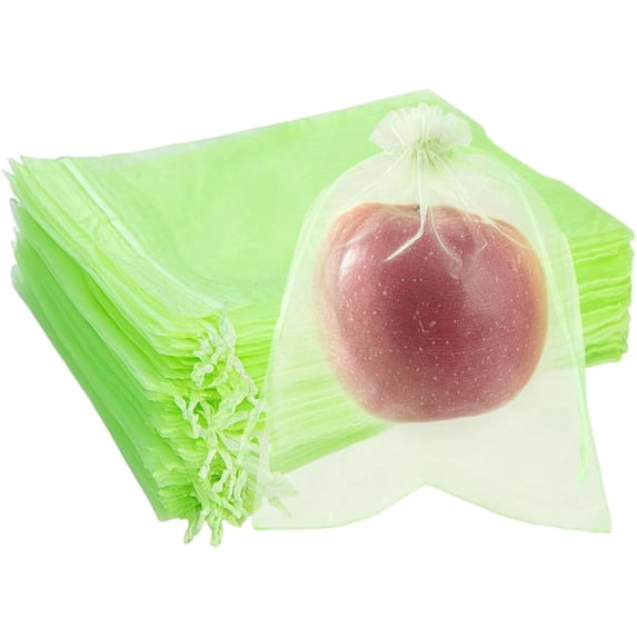 100PCS Fruit Protection Bags 8x12 Inch Fruit Bags Green Reusable Mesh Bag with Drawstring for Vegetables Fruits Grapes Mango Tomato Strawberry