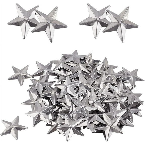 100PCS Galvanized Mini Metal Barn Star Vintage Rustic Star Ornament Three Dimensional Christmas Tree Star