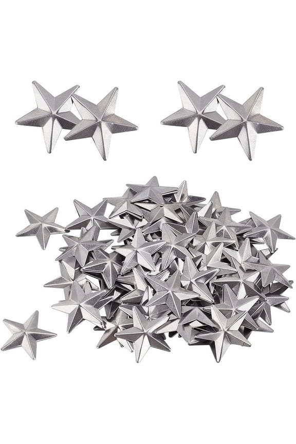 100PCS Galvanized Mini Metal Barn Star Vintage Rustic Star Ornament Three Dimensional Christmas Tree Star