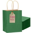 thumbnail image 1 of 100PCS Gift Bag with Handles Bulk Kraft Deep Green Paper Bags Multiple Uses (11"x5"x8"inch Medium Size), 1 of 11