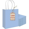 thumbnail image 1 of 100PCS Gift Bag with Handles Bulk Light Blue Paper Bags Multiple Uses (8.3"x3"x6"inch Small Size), 1 of 11