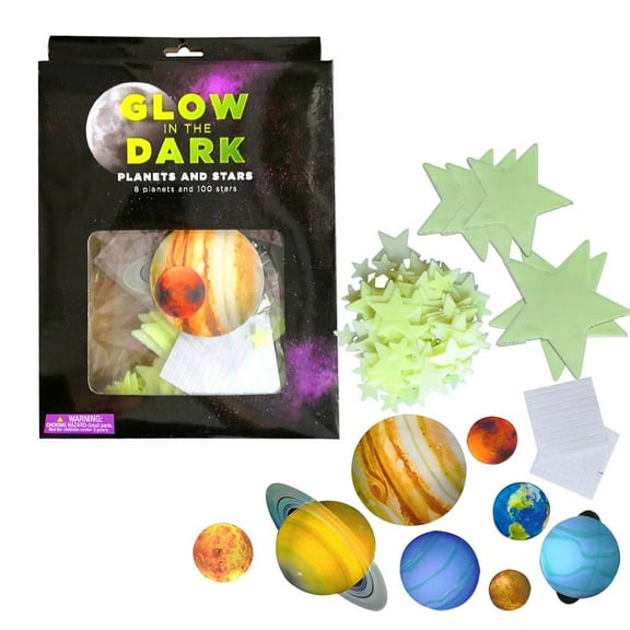 100PCS Glow In The Dark Planets Solar System Wall Stickers, Room Decor Decal, Perfect for Christmas Stocking Stuffers