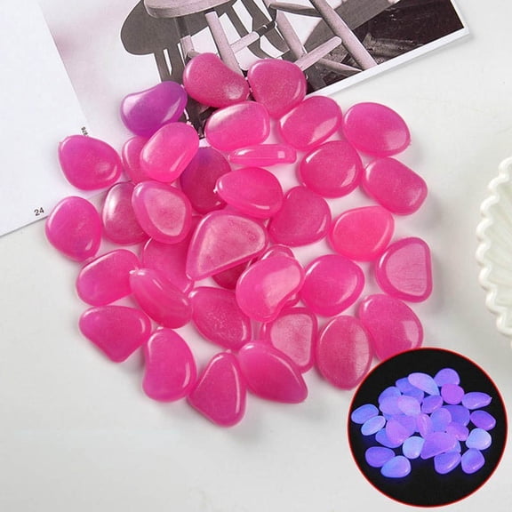 100PCS Glow-in-the-Dark Pebble Stones, Luminous Decorative Rocks for Garden Paths, Potted & Aquariums