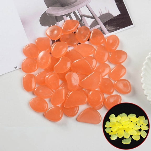 100PCS Glow-in-the-Dark Pebble Stones, Luminous Decorative Rocks for Garden Paths, Potted & Aquariums