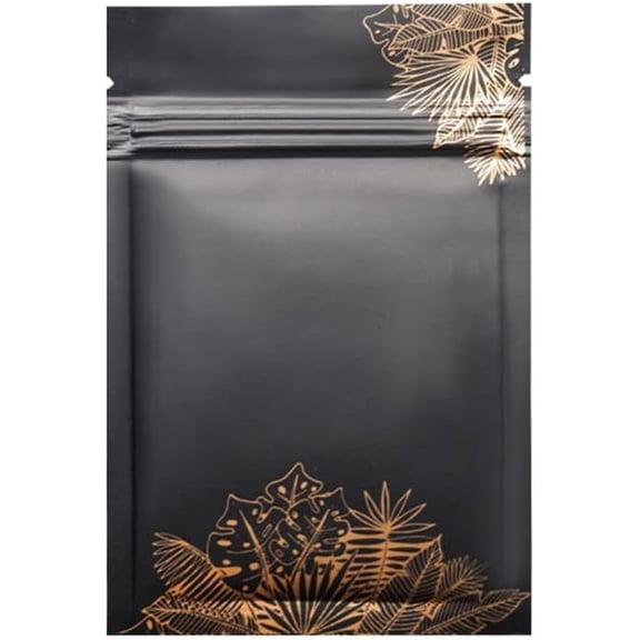 100PCS Gold Leaf Bag For Candy Coffee Mylar Food Saver Storage Disposable Snack Container Zipper Packet Biscuit Resealable Thick Aluminum Foil Sample 3.1x4.7in