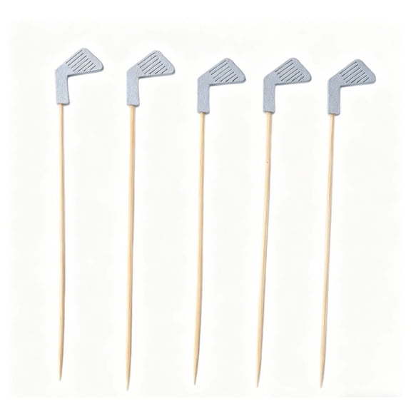 100PCS Golf Cocktail Picks,4.72 Inch Golf Themed Fruit Toothpick, Party Toothpicks for Appetizers Cocktail Decorations for Party Supplies(Beige)