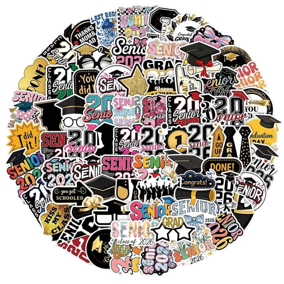 100PCS Graduation Season Creative Graffiti Stickers for 2026 Senior Year Scrapbook Laptop Water Bottle Phone Case Journal Waterproof Decorative Decals