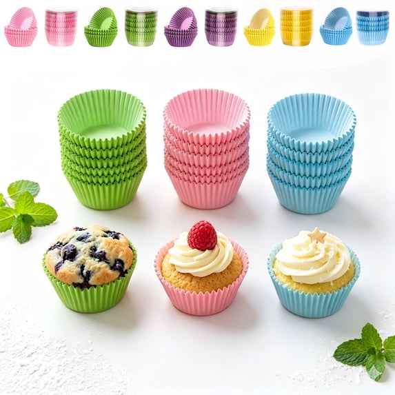 100PCS Greaseproof Non Stick Muffin Liners, Purple Paper Baking Cups for Cupcakes, Heat Resistant Kitchen Utensils for Party Dessert Making, Topliu