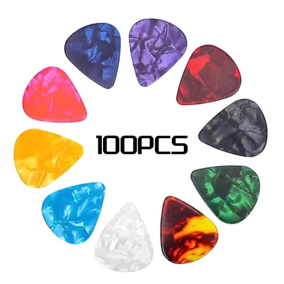 100PCS Guitar Picks, 0.46mm Thickness Celluloid Guitar Pick Plectrums for , Acoustic Guitars 30X26MM
