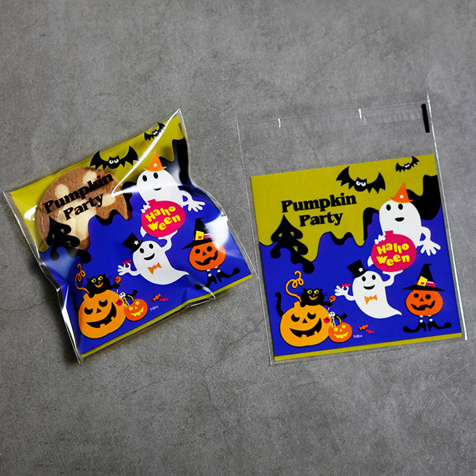 100PCS Halloween Clear Treat Bags Self-Adhesive Cookie Bags Gift ...