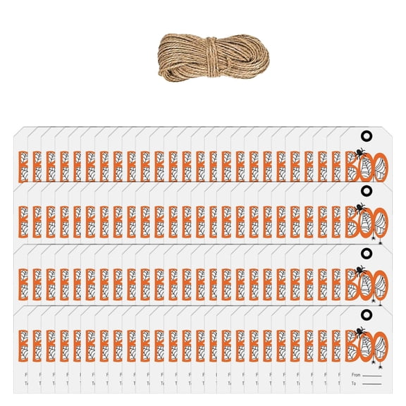 100PCS Halloween Hanging Labels, 2x1.2inch Writable for Present Case Candy Bag