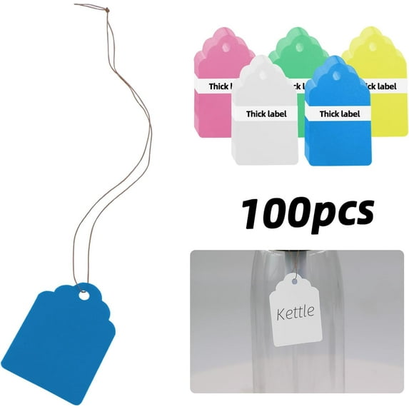 100PCS Hanging Plant Tags with String Colorful Plastic PVC Garden Label Outdoor Indoor Marker Signs Reusable Writable