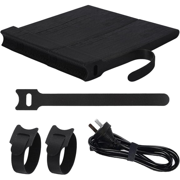 100PCS Hook and Loop Straps - 6 Inch Reusable Cable Ties for Cable Management, Adjustable Cord Organizer Hook & Loop Straps for Home, Office and Data Centers, Black