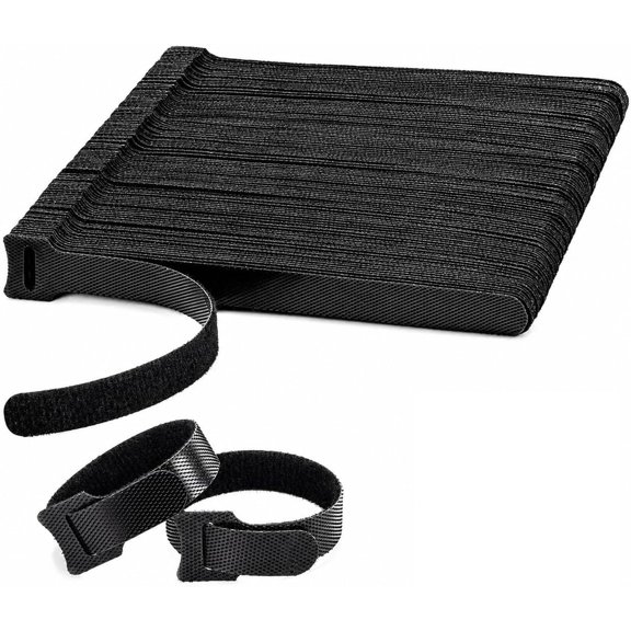 100PCS Hook and Loop Straps - 6 Inch Reusable Cable Ties for Management, Adjustable Cord Organizer & Home, Office Data Centers, Black