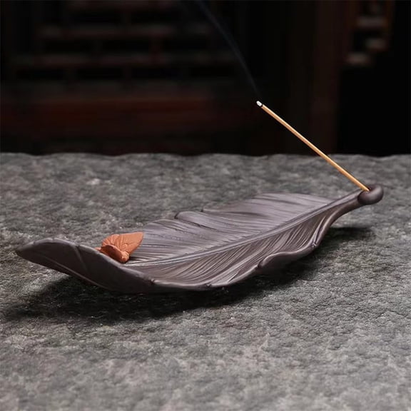 Holder for Sticks and Cones, Leaf-Shaped Ceramic Incense Burner for Palo Santo Sticks, Ash Catcher Tray for Meditation Yoga Home Dcor