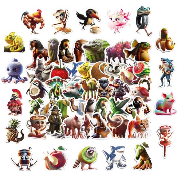 100PCS Italian Brainrot Stickers  Non-Repeating Funny Animal Vinyl Waterproof Decals, Matte & Glossy Mixed, Holiday Gift for Laptop, Bottle & Journal (Mix 100)