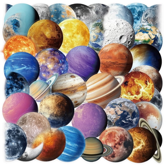 100PCS Planets Journaling Stickers for Laptop Water Bottle Waterproof Cool Junk Journal Stickers