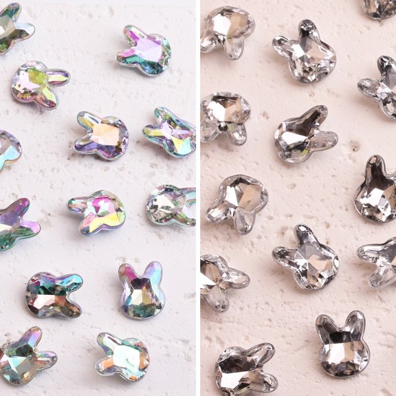 100PCS Kawaii Acrylic Bunny Nail Charms Set Transparent Rabbit Designs for Nail Art Phone Cases DIY Accessories