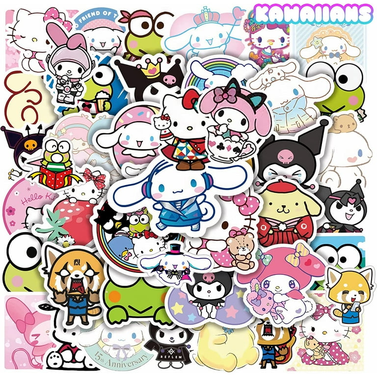 Kawaii Stickers 100pcs Cute Cartoon Kuromi My Melody Sticker Waterproof Sticker for Laptops Guitars Suitcases Skateboards