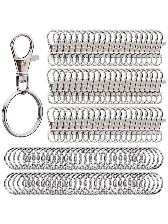 100PCS Keychain Hooks with Key Rings,.Metal Swivel Lobster Claw Clasps, for Keychain Clip Lanyard, Jewelry Making, Crafts