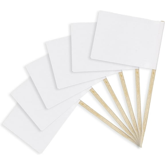 100PCS Kraft Paper Food Labels, Blank Toothpick Flags, Fruit Picks for Party Food (3.5 * 2.5cm)
